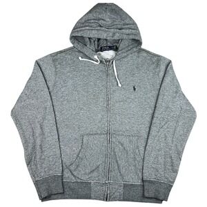 Polo Ralph Lauren Heather Gray Full Zip Hoodie Men's Large Pony Logo Casual